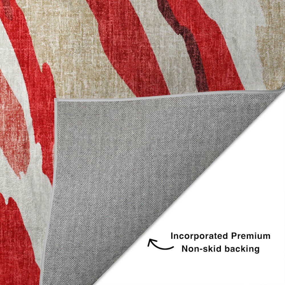 Luxury Washable Lorenzo Red 3' x 5' Rug. Picture 4