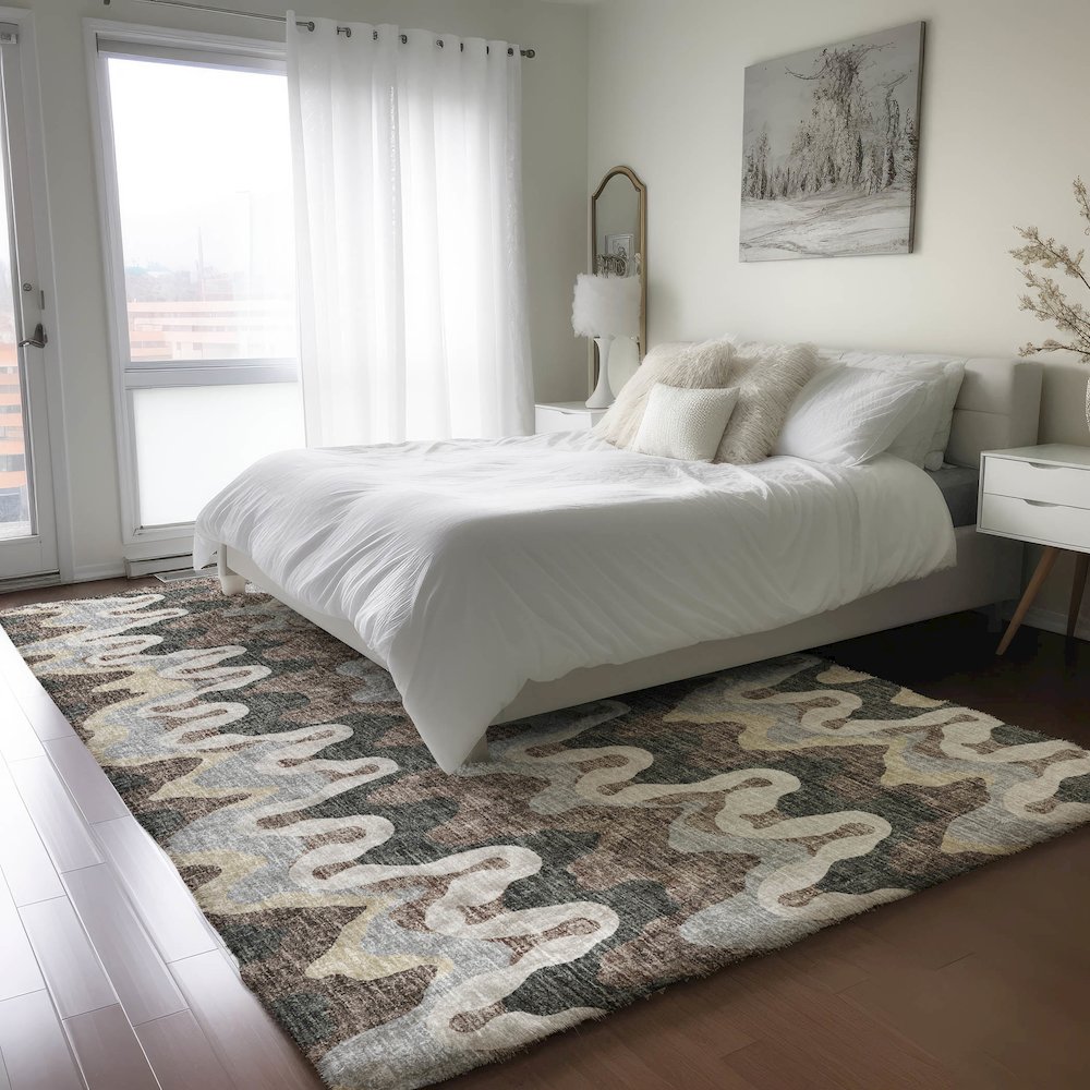 Luxury Washable Lorenzo Charcoal 8' x 10' Rug. Picture 5