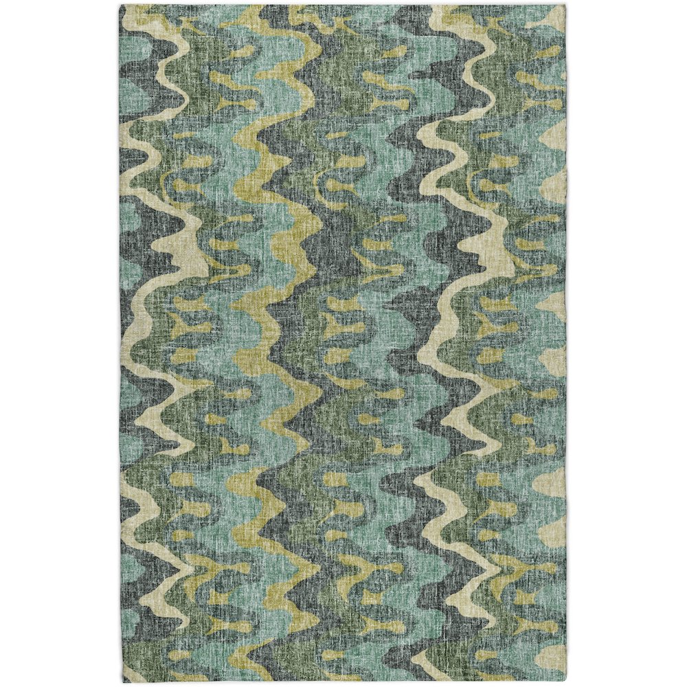 Luxury Washable Lorenzo Teal 8' x 10' Rug. Picture 1