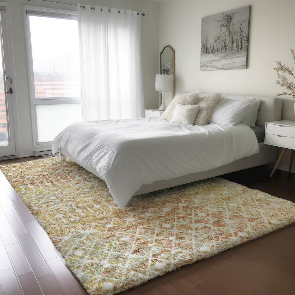 Luxury Washable Lorenzo Peach 8' x 10' Rug. Picture 5