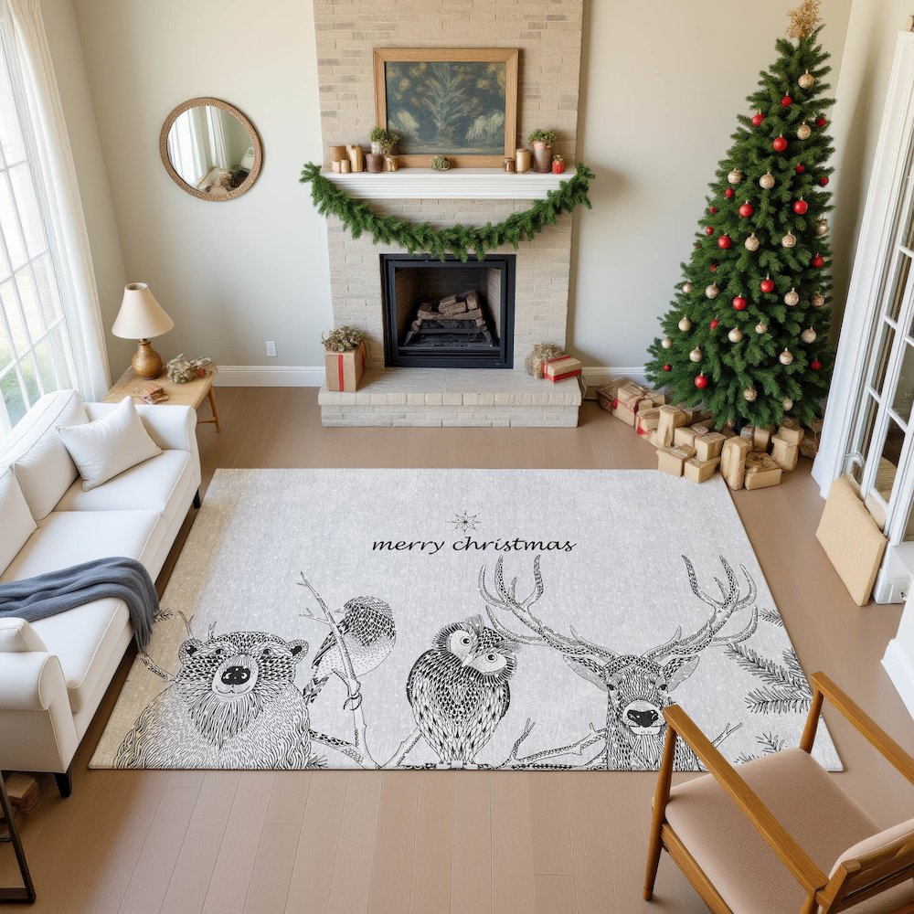 Luxury Washable Indoor/Outdoor Merry & Bright Flannel 8' x 10' Rug. Picture 5