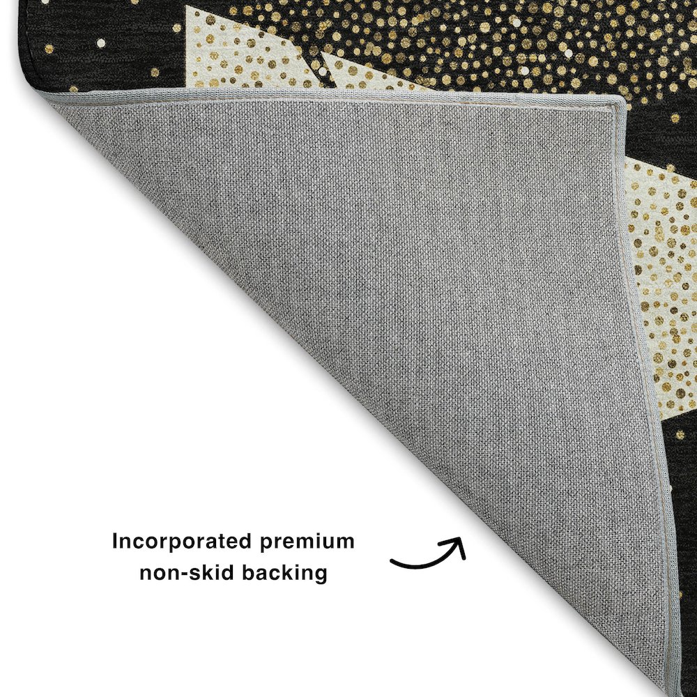 Luxury Washable Indoor/Outdoor Merry & Bright Black 3' x 5' Rug. Picture 4