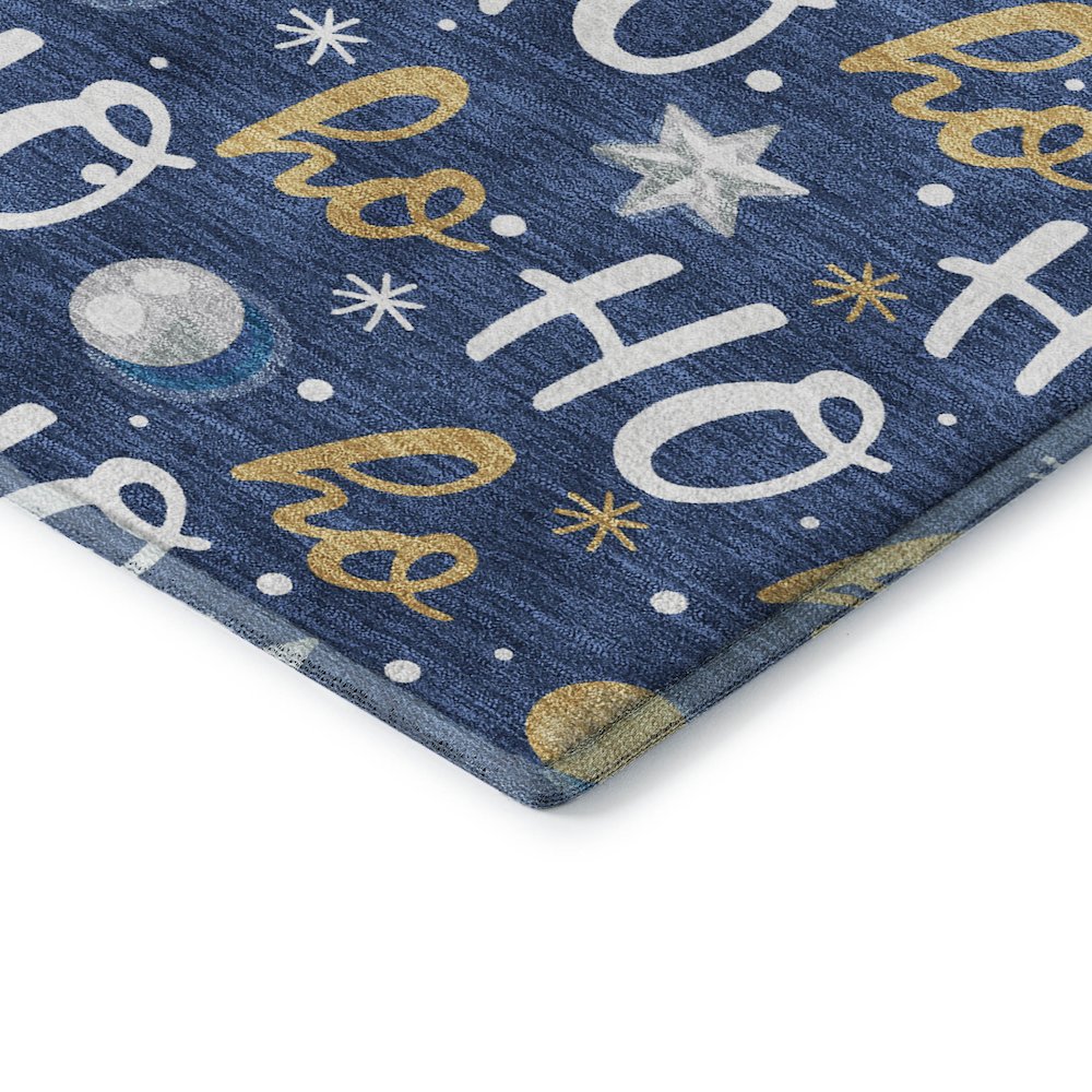 Luxury Washable Indoor/Outdoor Merry & Bright Navy 3' x 5' Rug. Picture 2