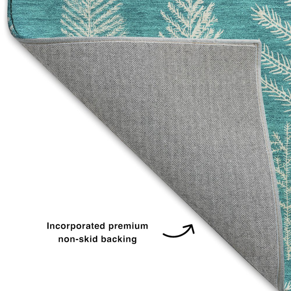 Luxury Washable Indoor/Outdoor Merry & Bright Teal 3' x 5' Rug. Picture 4