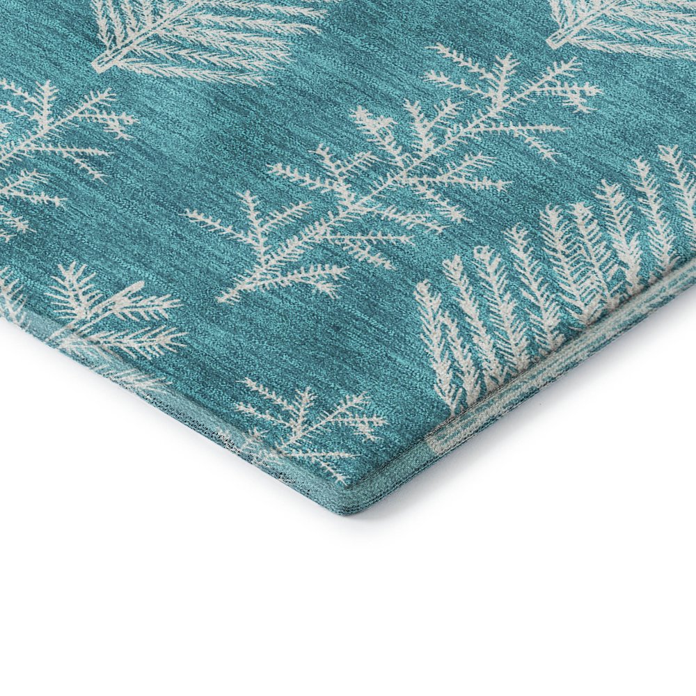 Luxury Washable Indoor/Outdoor Merry & Bright Teal 3' x 5' Rug. Picture 2