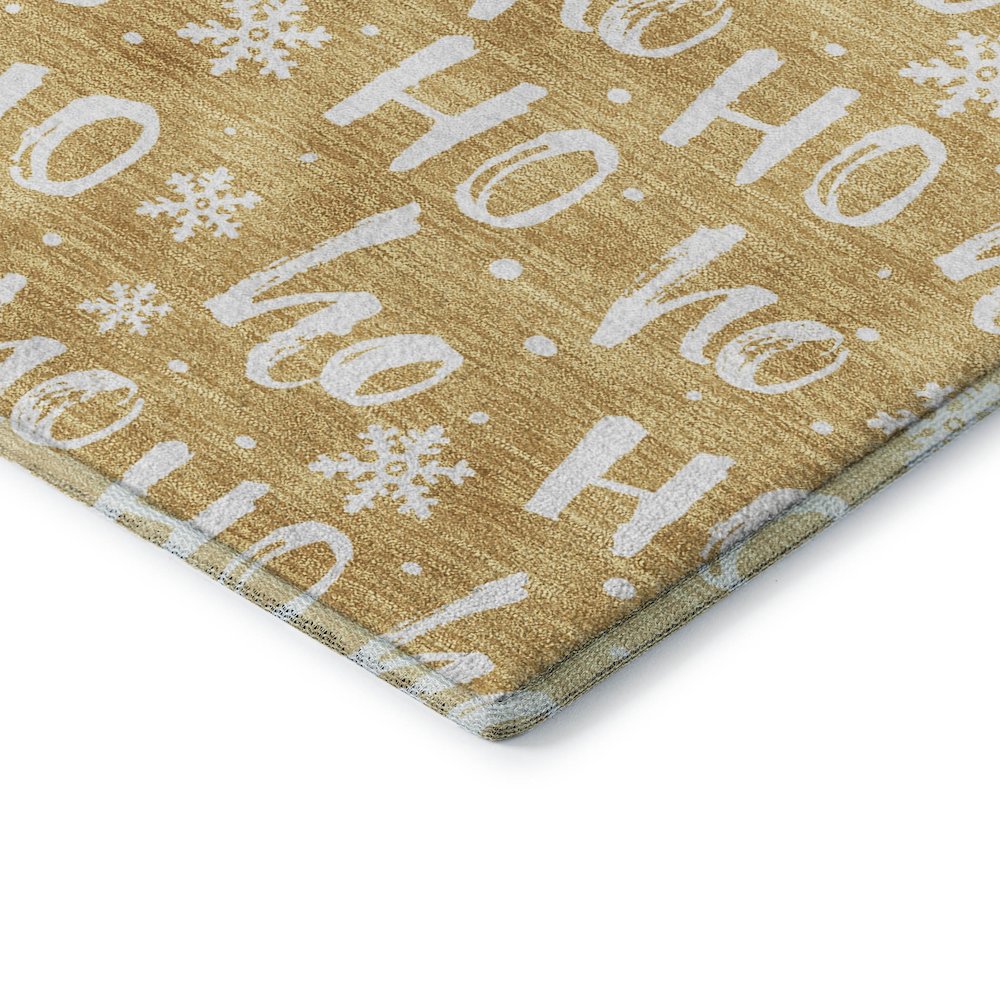 Luxury Washable Indoor/Outdoor Merry & Bright Gold 3' x 5' Rug. Picture 2