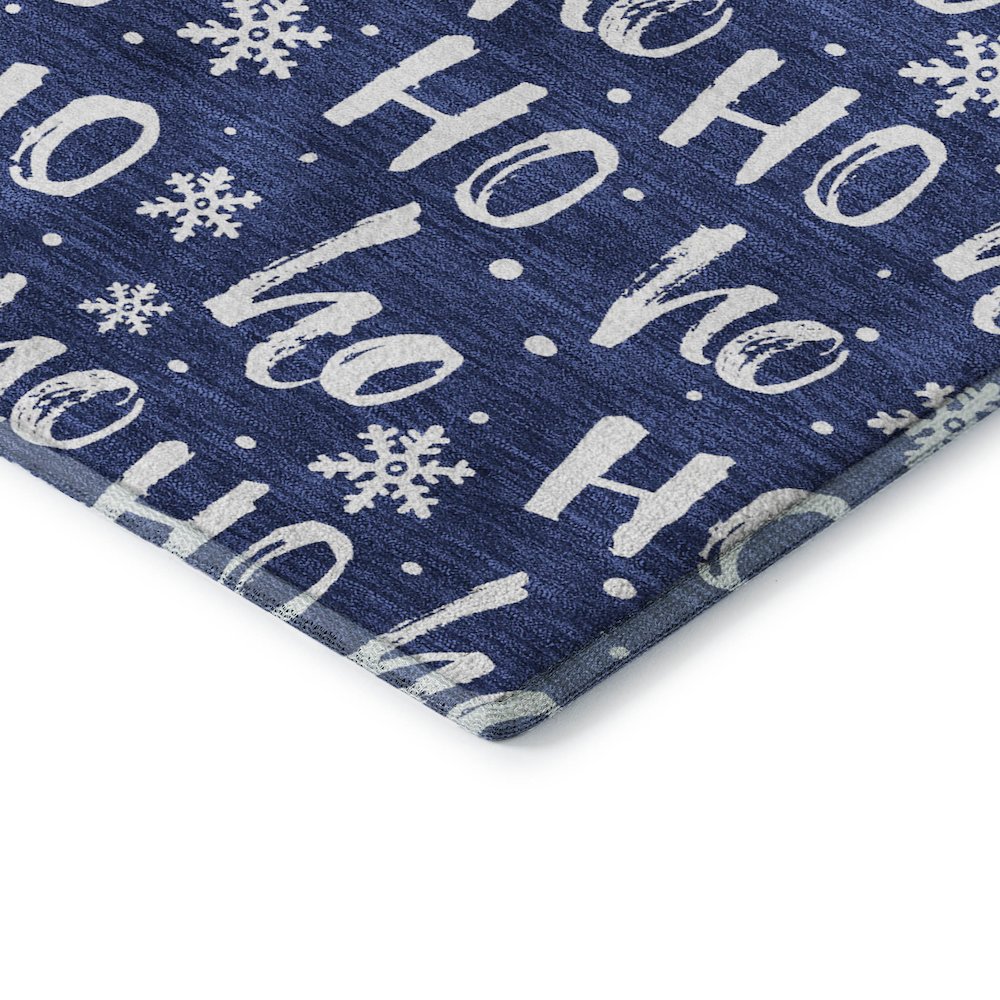Luxury Washable Indoor/Outdoor Merry & Bright Navy 3' x 5' Rug. Picture 2