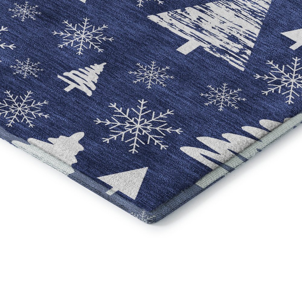 Luxury Washable Indoor/Outdoor Merry & Bright Navy 3' x 5' Rug. Picture 2