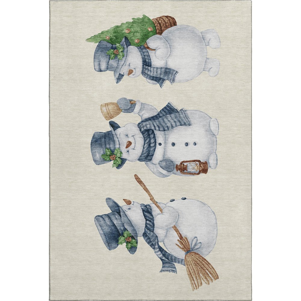 Luxury Washable Indoor/Outdoor Merry & Bright Ivory 8' x 10' Rug. Picture 1