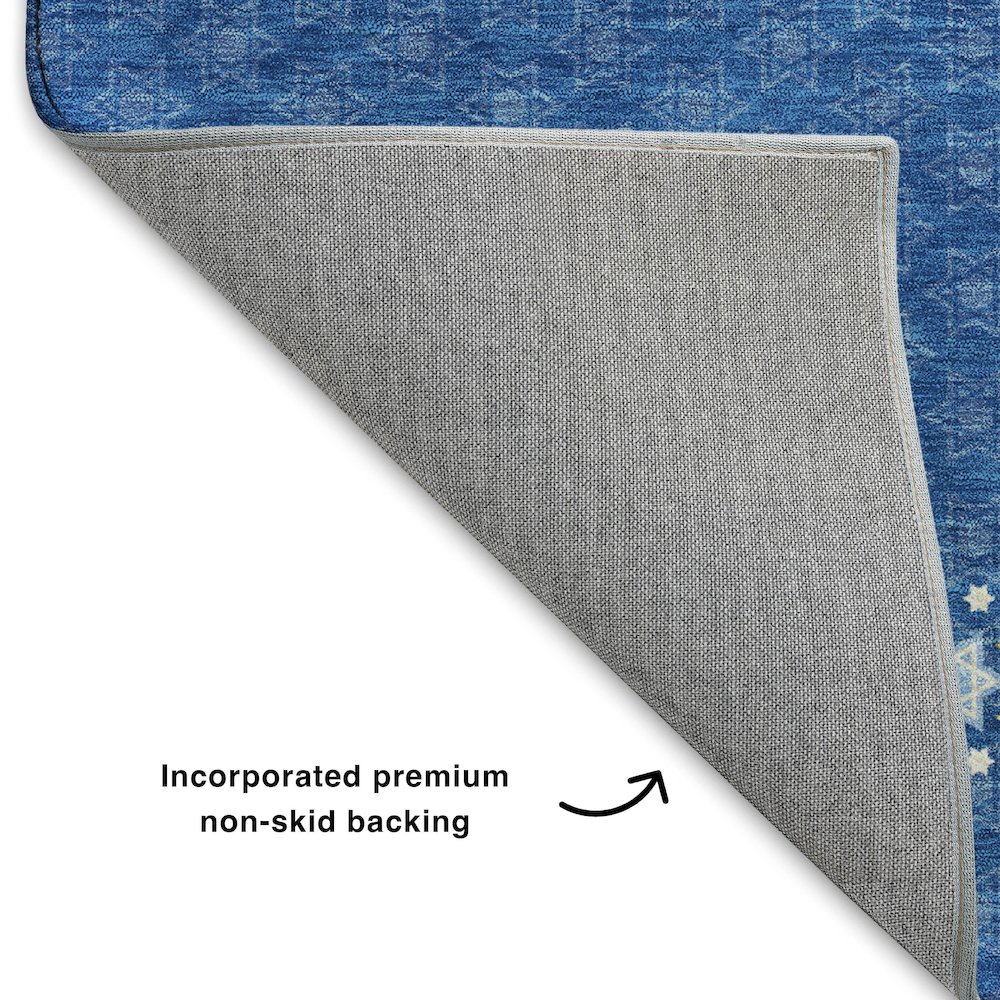 Luxury Washable Indoor/Outdoor Merry & Bright Blue 3' x 5' Rug. Picture 4