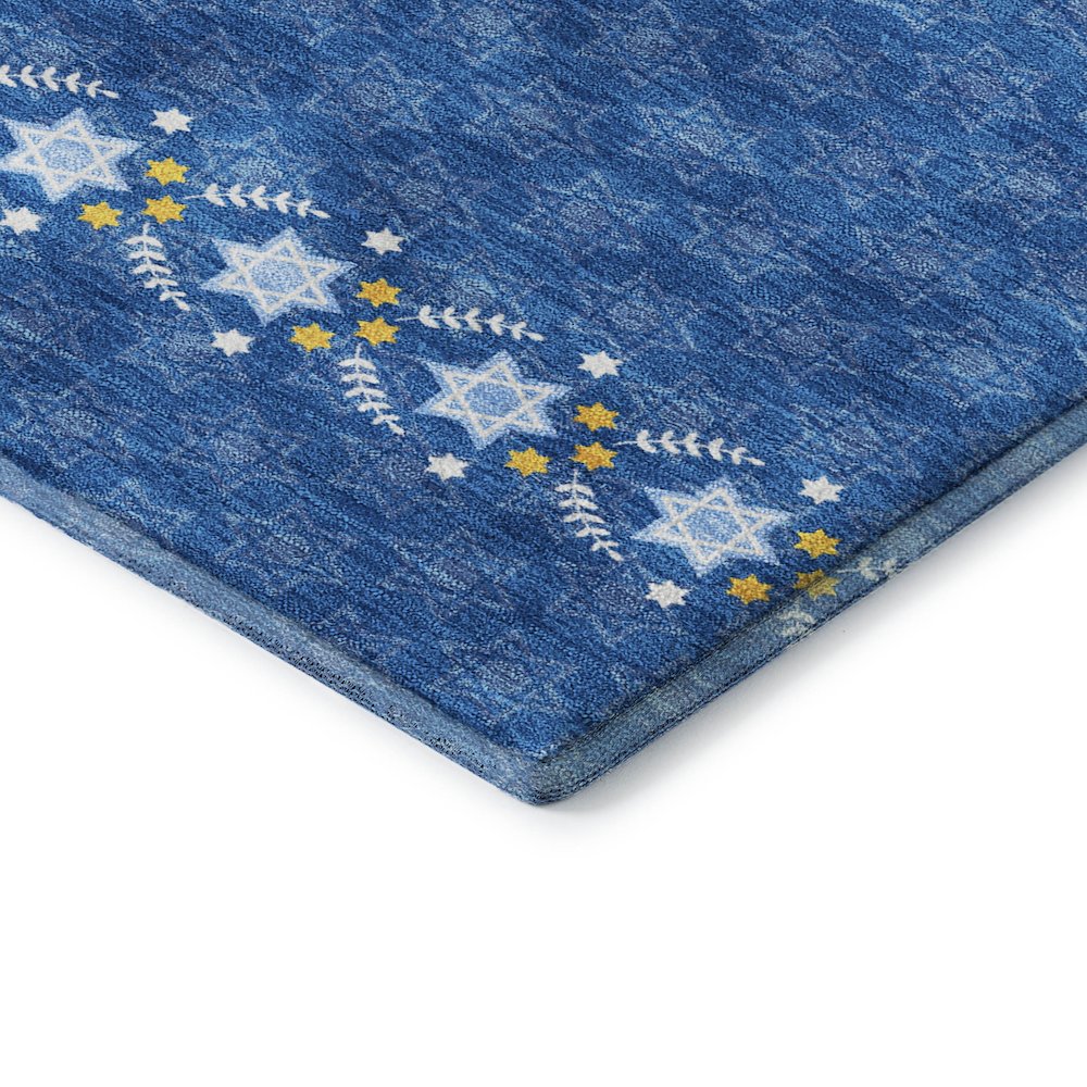 Luxury Washable Indoor/Outdoor Merry & Bright Blue 3' x 5' Rug. Picture 2