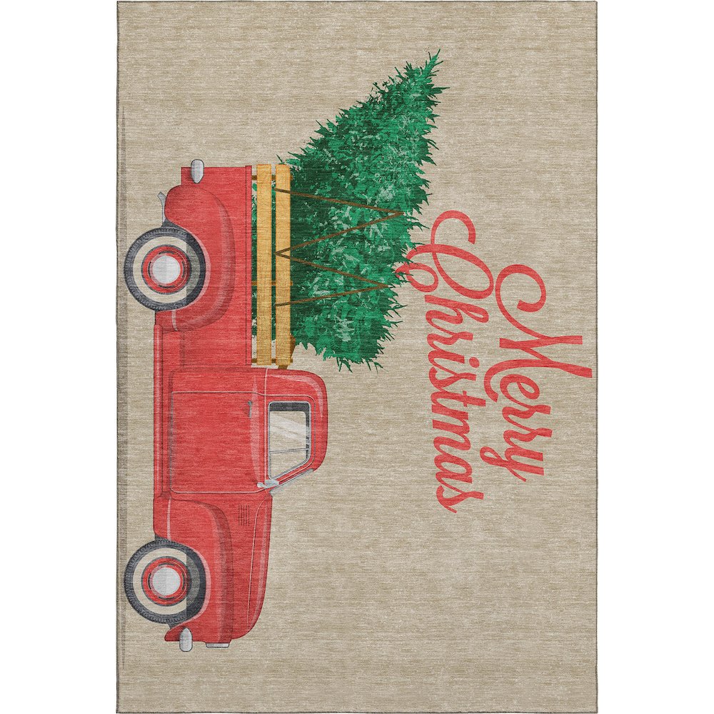 Luxury Washable Indoor/Outdoor Merry & Bright Putty 8' x 10' Rug. Picture 1