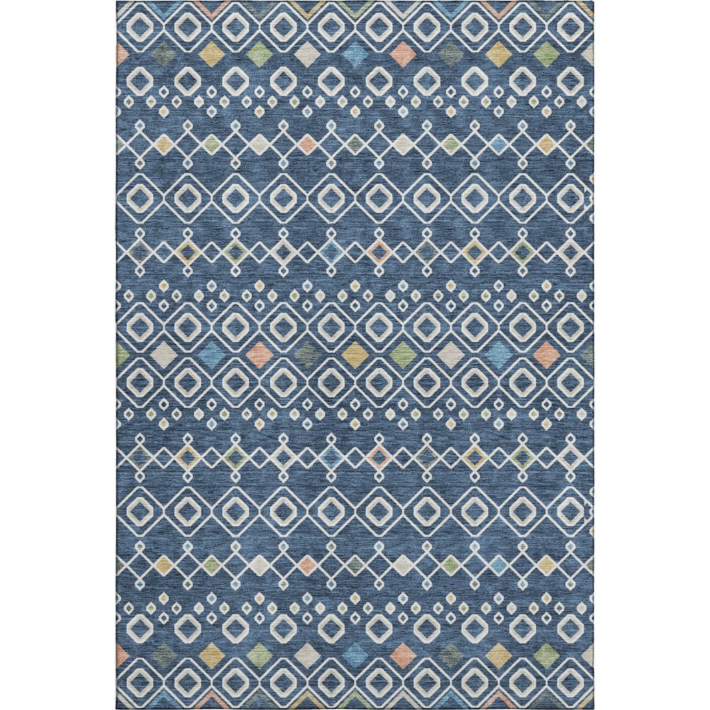 Machine Washable Indoor/Outdoor Neo Navy 8' x 10' Rug. Picture 1