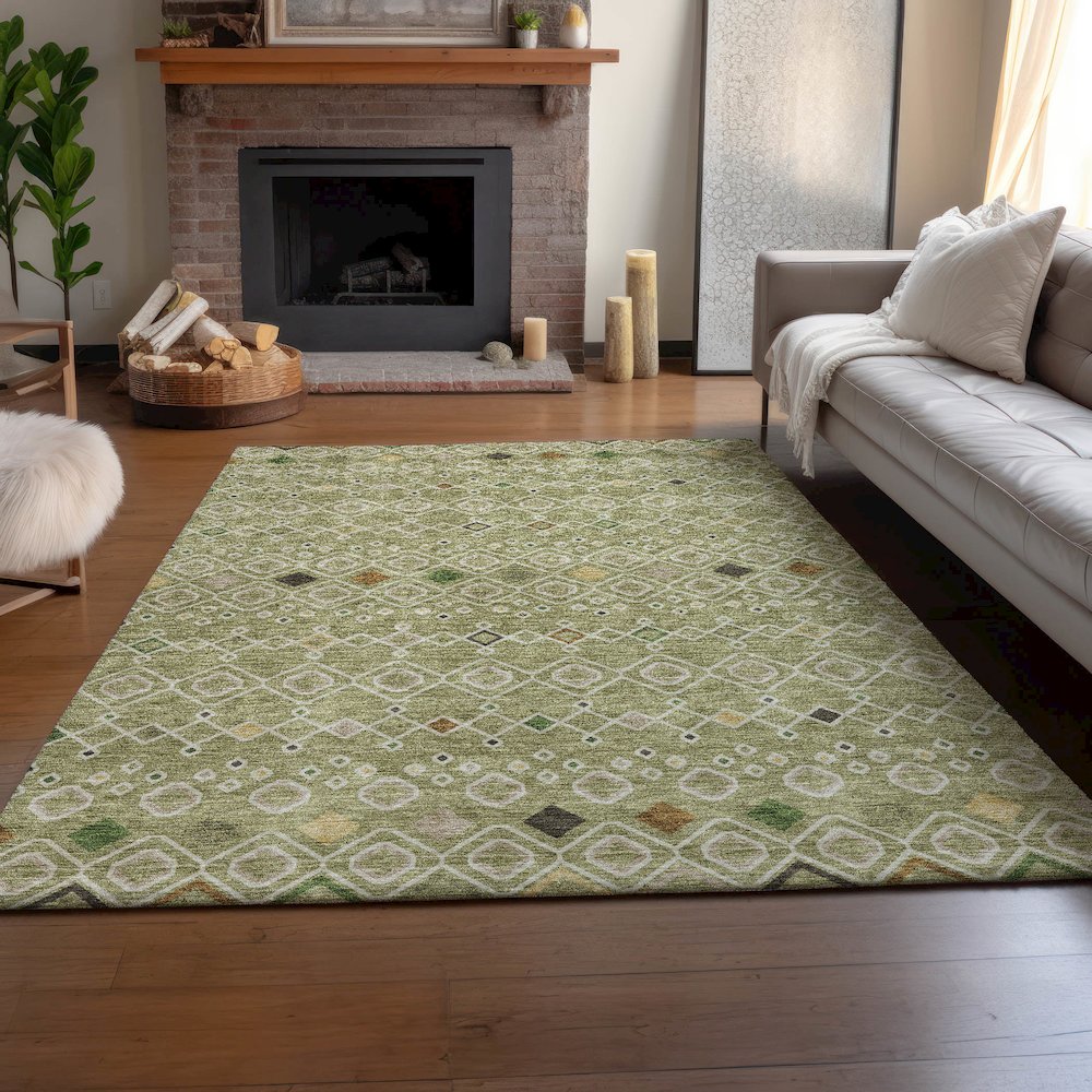 Machine Washable Indoor/Outdoor Neo Sage 8' x 10' Rug. Picture 5