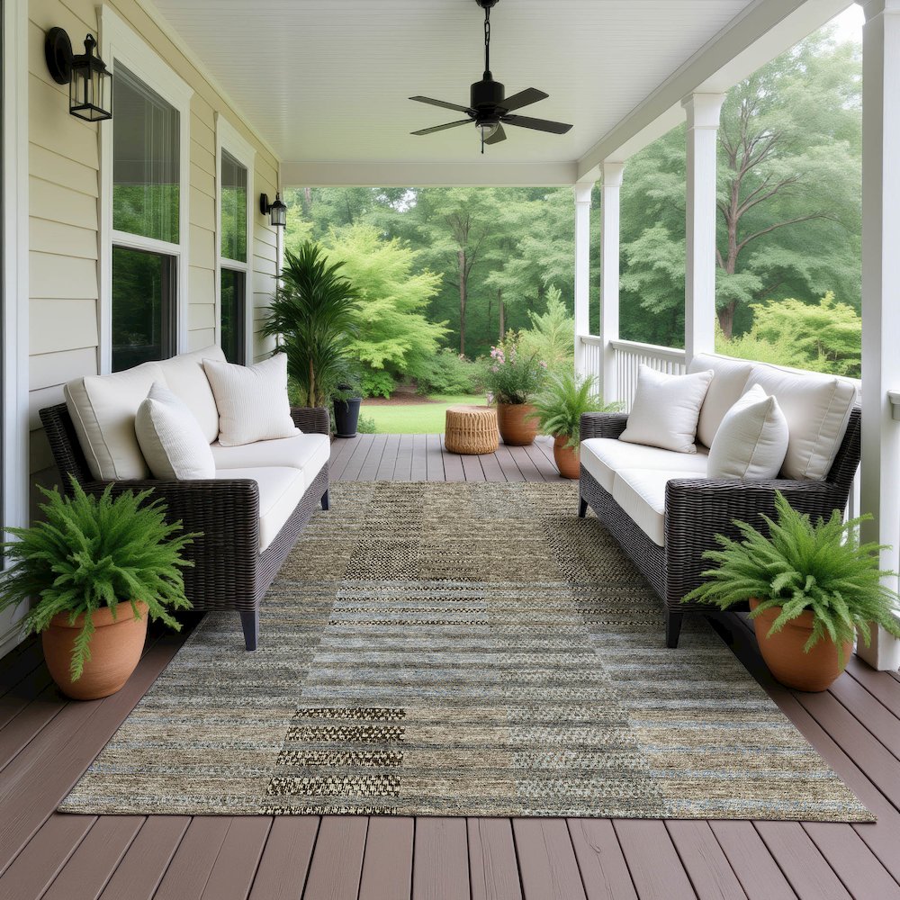 Machine Washable Indoor/Outdoor Neo Taupe 8' x 10' Rug. Picture 6
