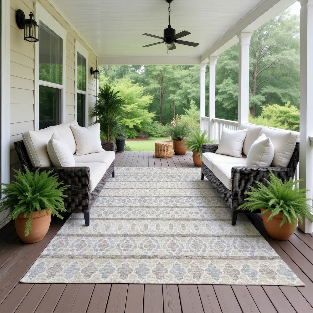 Machine Washable Indoor/Outdoor Neo Ivory 8' x 10' Rug. Picture 6