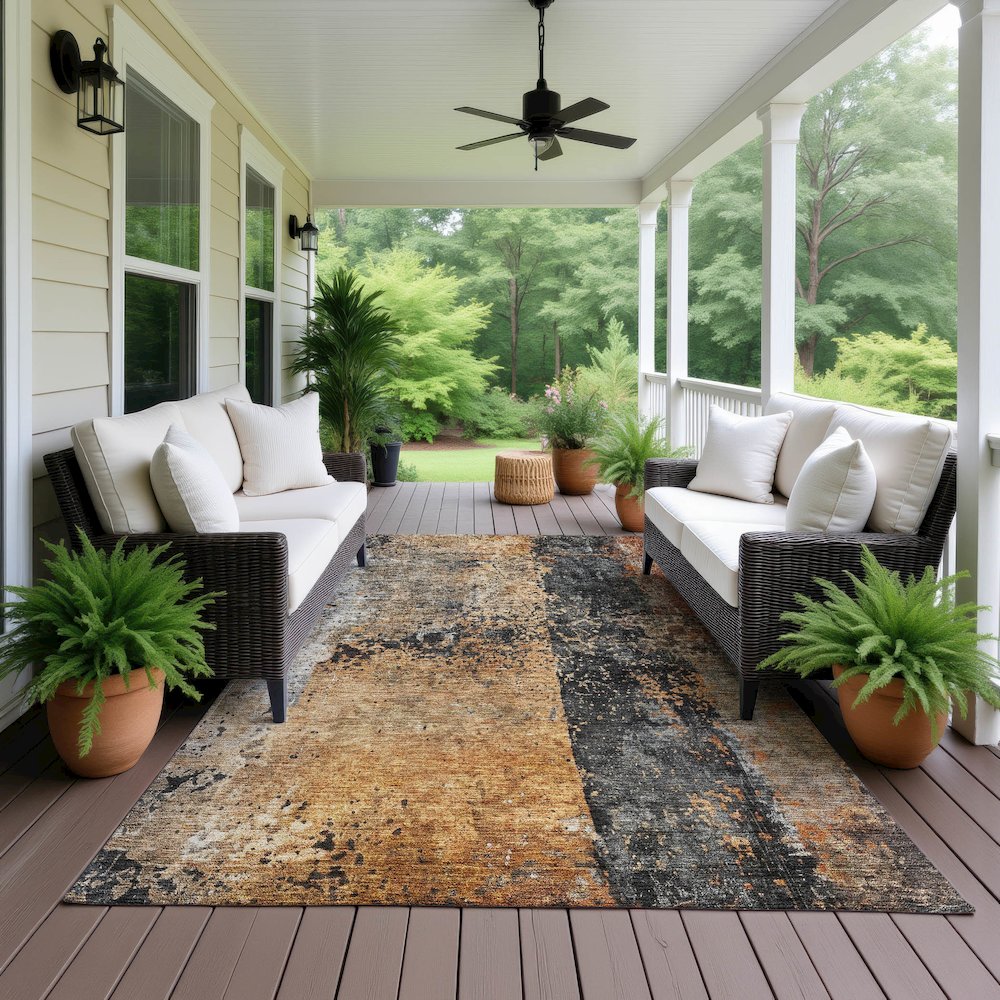 Indoor/Outdoor Nouveau Copper 8' x 10' Rug. Picture 6