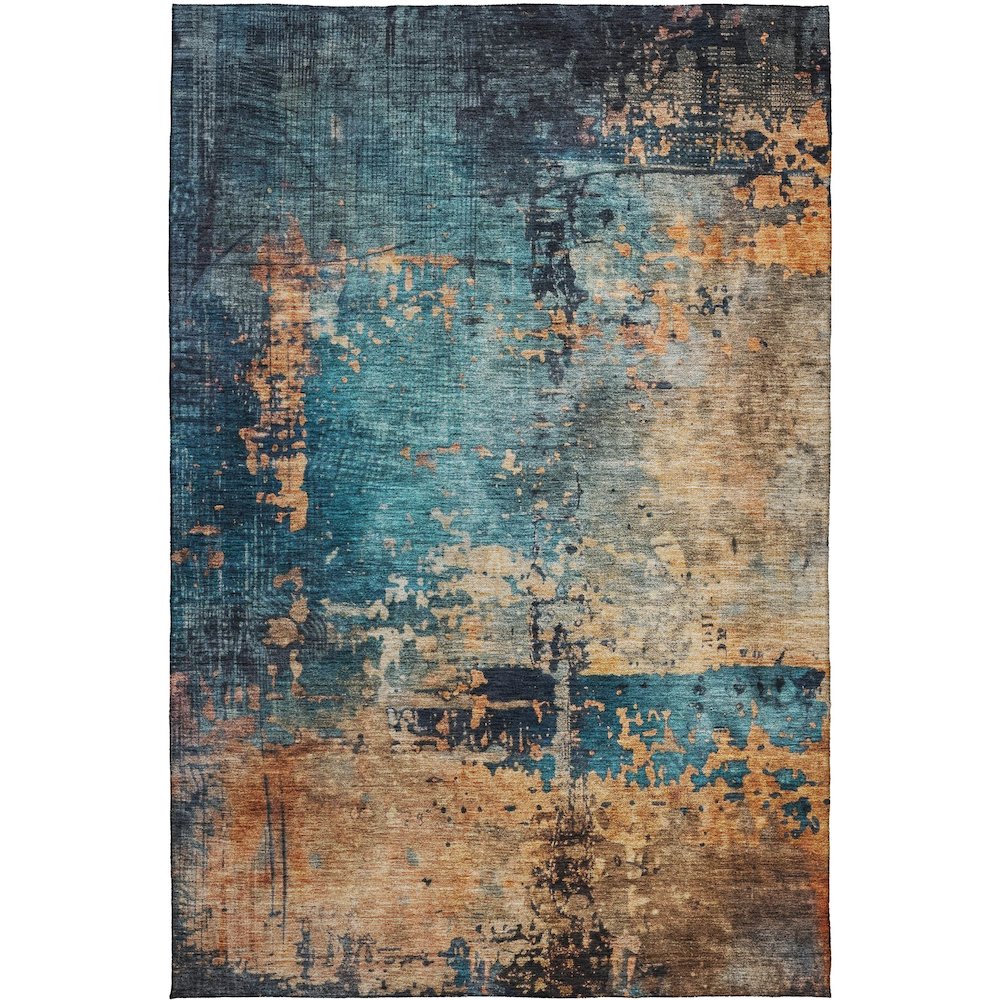 Indoor/Outdoor Nouveau Teal 8' x 10' Rug. Picture 1