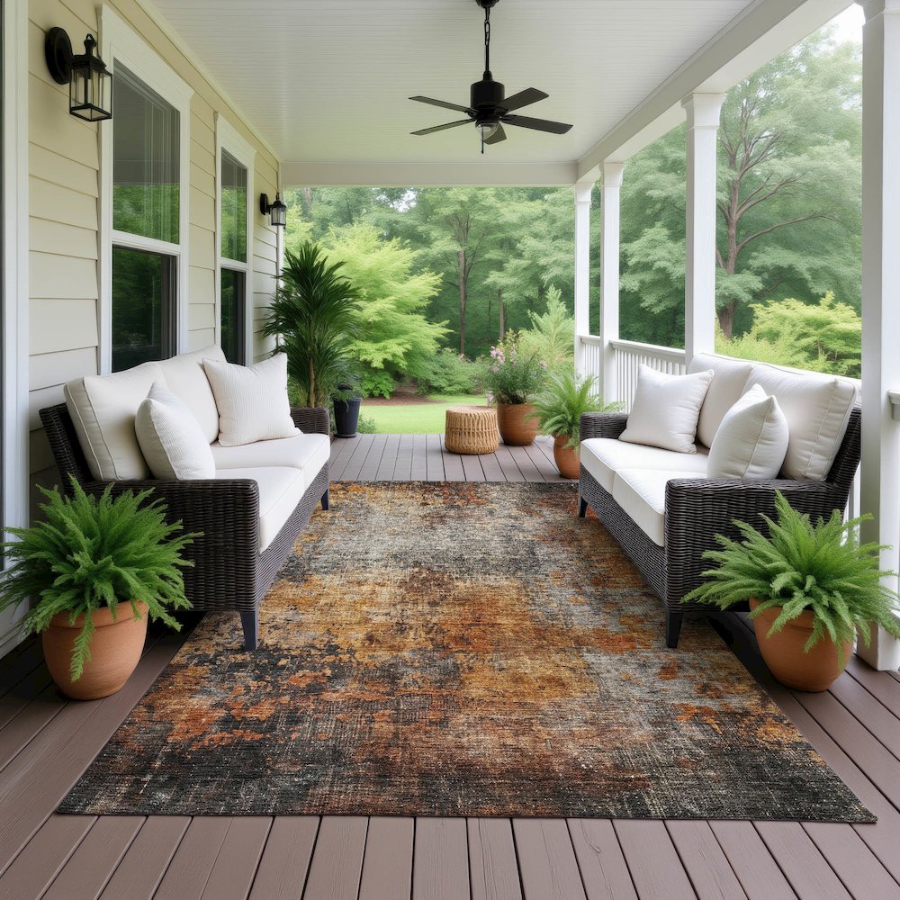 Indoor/Outdoor Nouveau Paprika 8' x 10' Rug. Picture 6