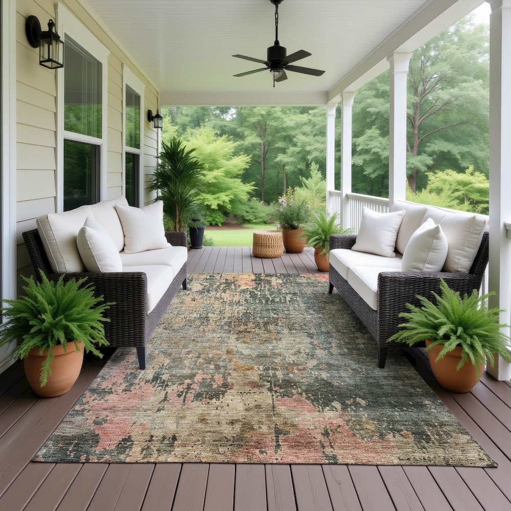Indoor/Outdoor Nouveau Sage 8' x 10' Rug. Picture 6