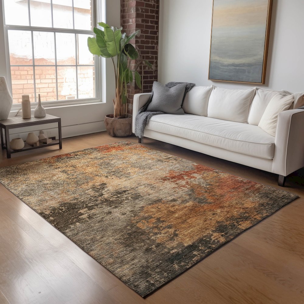 Indoor/Outdoor Nouveau Khaki 8' x 10' Rug. Picture 5