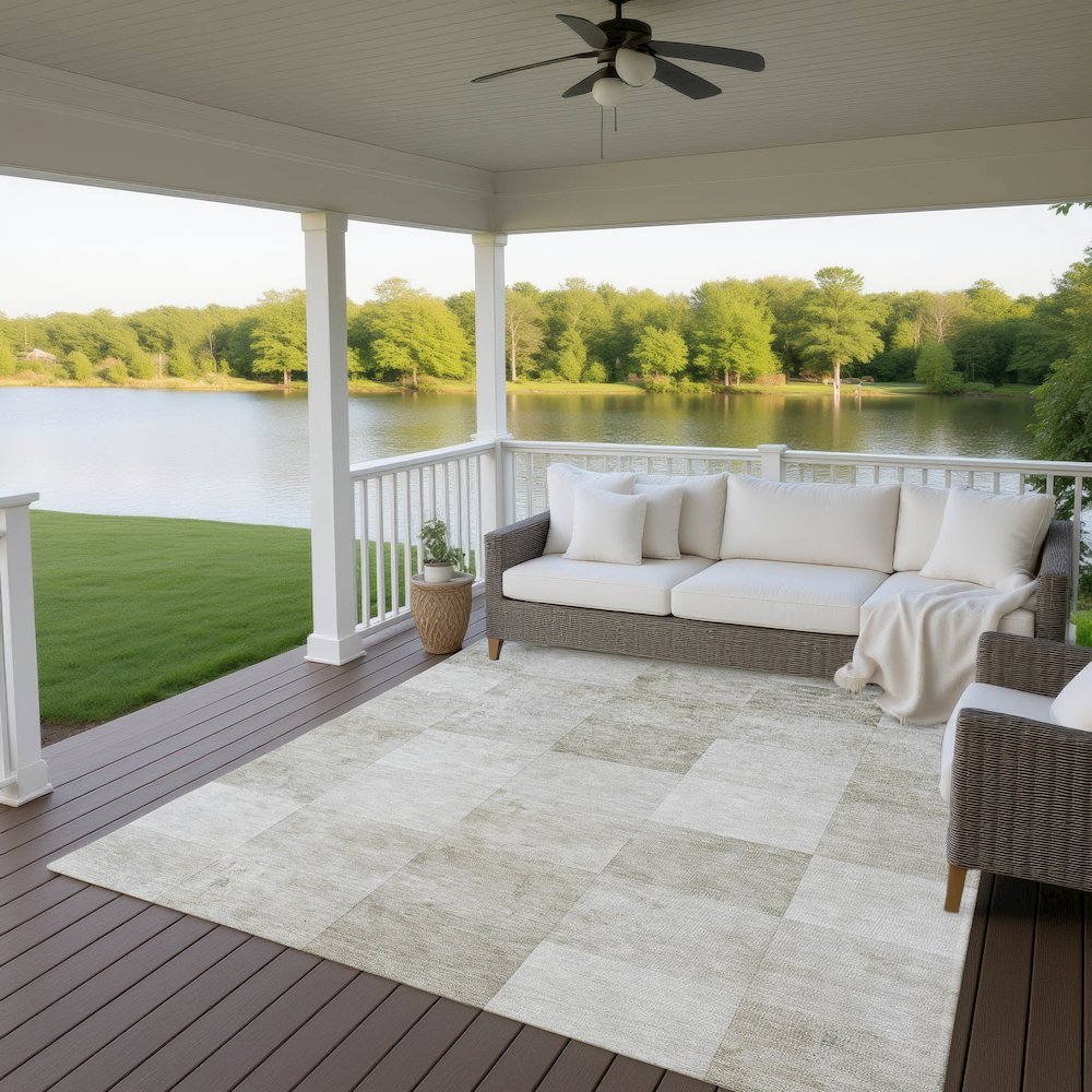 Machine Washable Indoor/Outdoor Pacifica Beige 8' x 10' Rug. Picture 6
