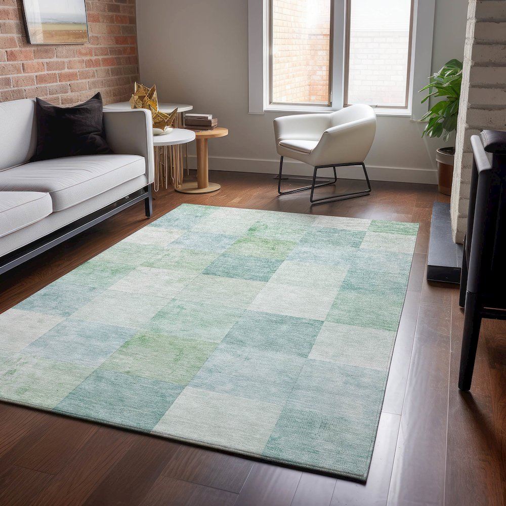 Machine Washable Indoor/Outdoor Pacifica Seafoam 8' x 10' Rug. Picture 5