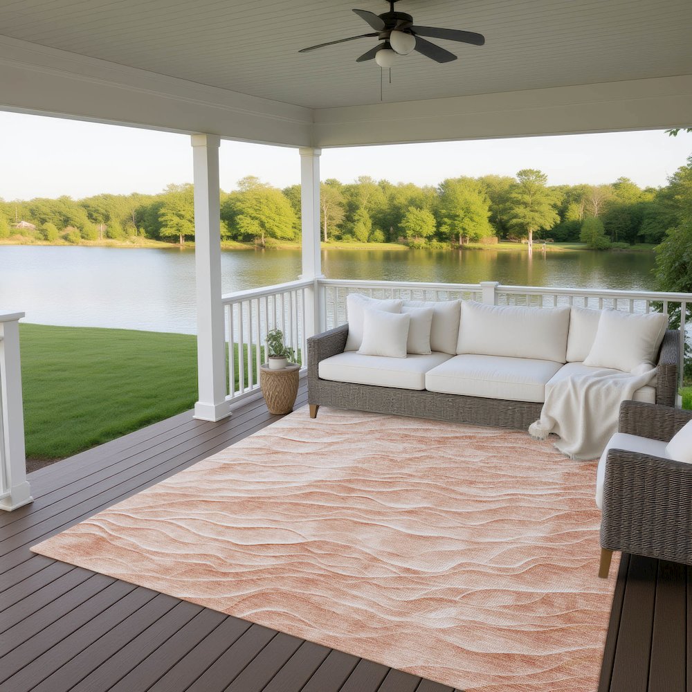 Machine Washable Indoor/Outdoor Pacifica Coral 8' x 10' Rug. Picture 6
