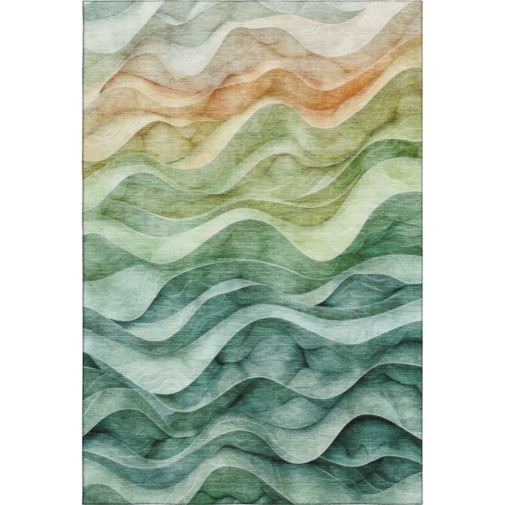 Machine Washable Indoor/Outdoor Pacifica Teal 8' x 10' Rug. Picture 1