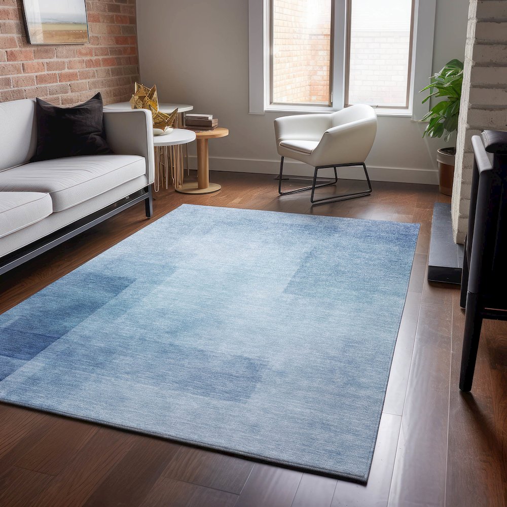 Machine Washable Indoor/Outdoor Pacifica Blue 8' x 10' Rug. Picture 5