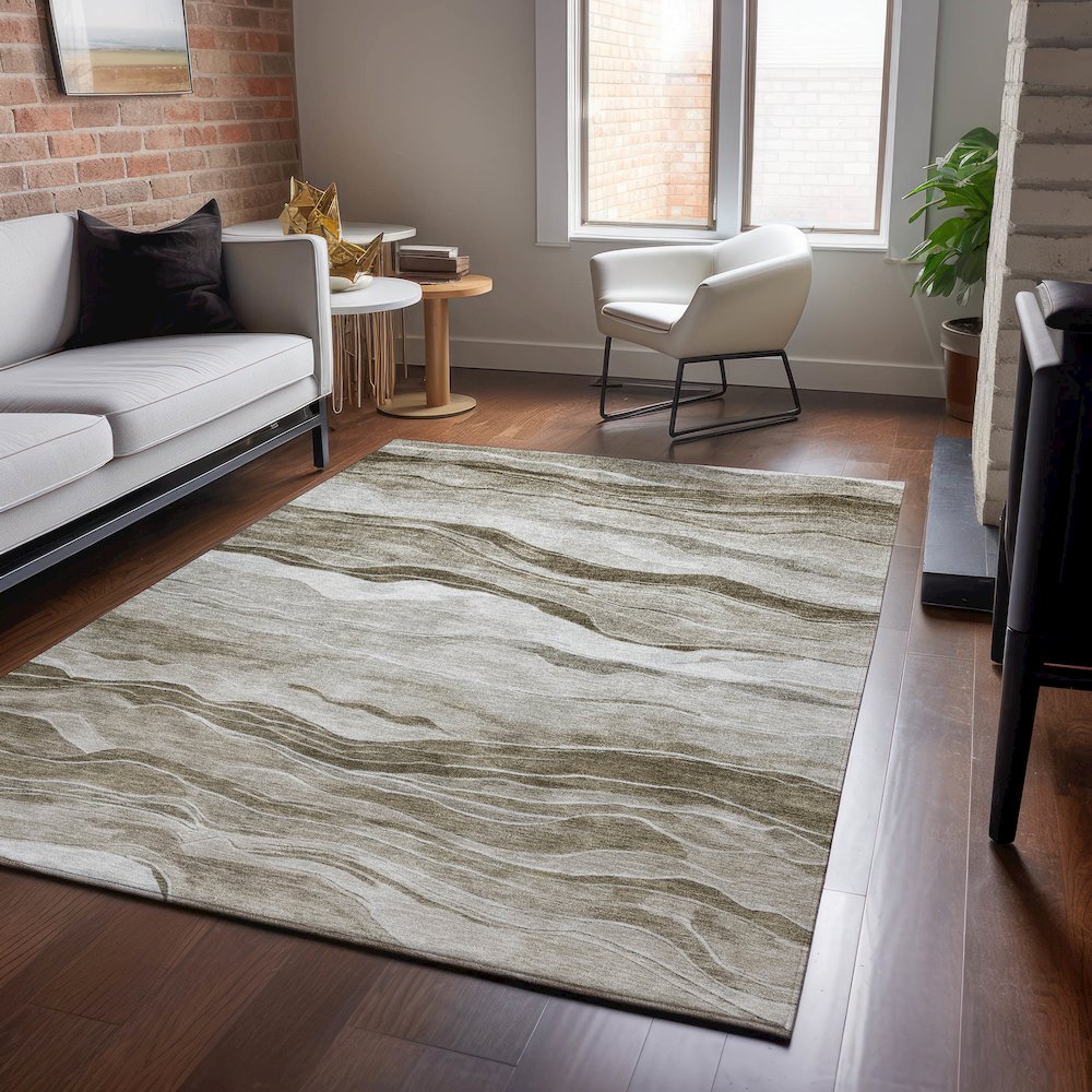 Machine Washable Indoor/Outdoor Pacifica Brown 8' x 10' Rug. Picture 5
