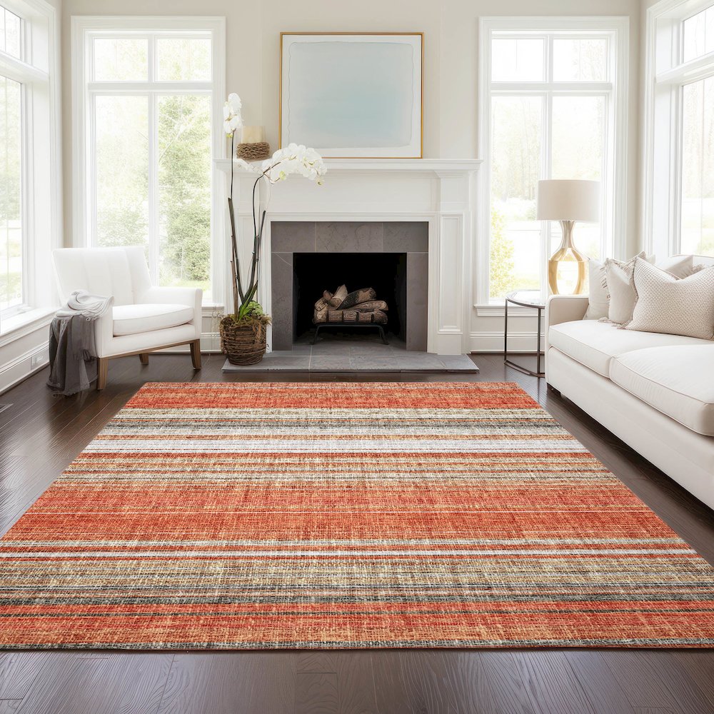 Luxury Washable Indoor/Outdoor Portico Coral 8' x 10' Rug. Picture 5