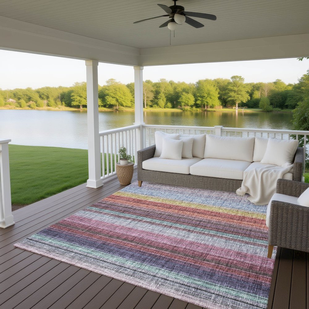 Luxury Washable Indoor/Outdoor Portico Lavender 8' x 10' Rug. Picture 6