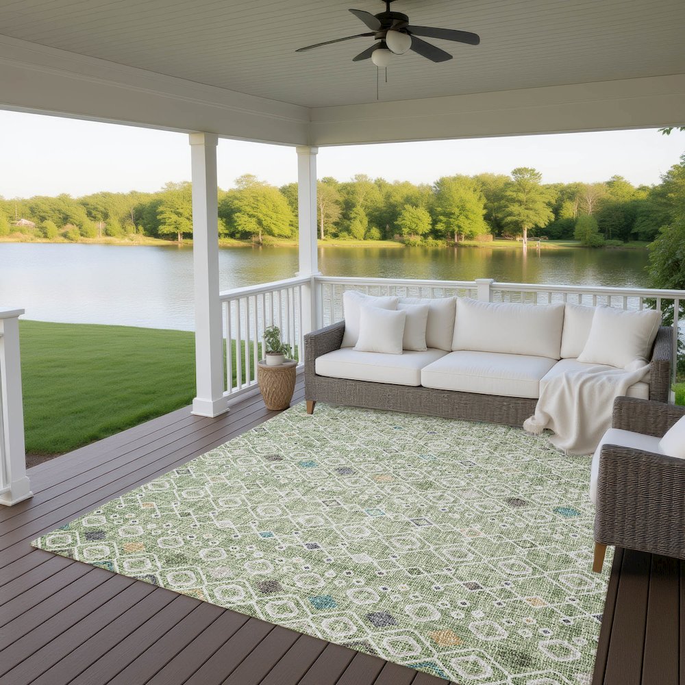 Luxury Washable Indoor/Outdoor Portico Aloe 8' x 10' Rug. Picture 6