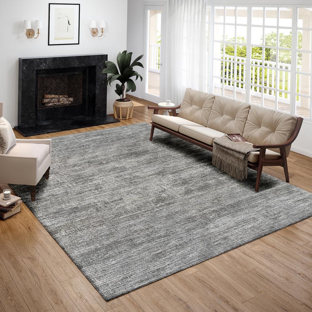 Marston Silver Transitional Striped 5' x 7'6" Area Rug Silver AMA31. Picture 1