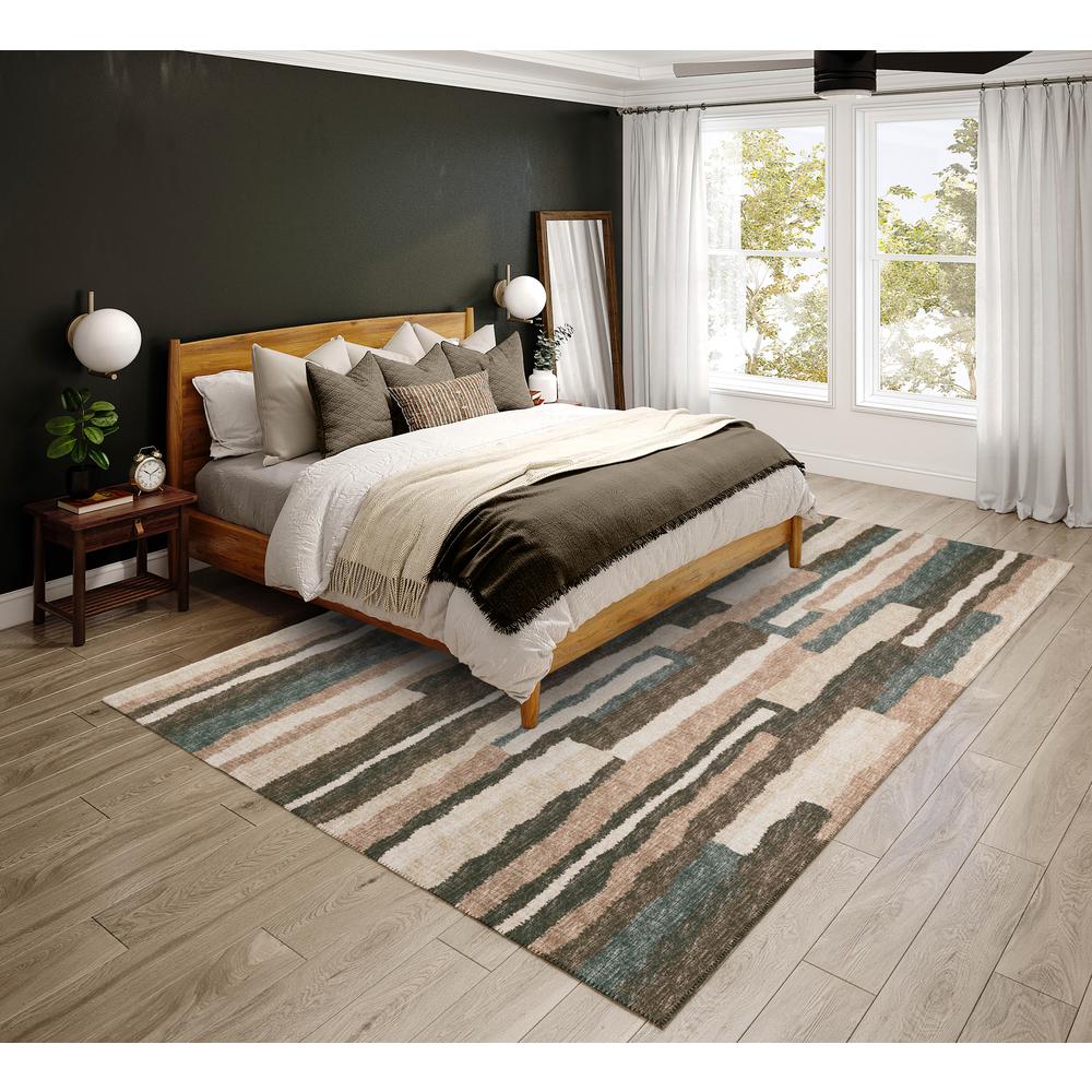 Bravado Earth Contemporary Striped 5' x 7'6" Area Rug Earth ABV37. Picture 1