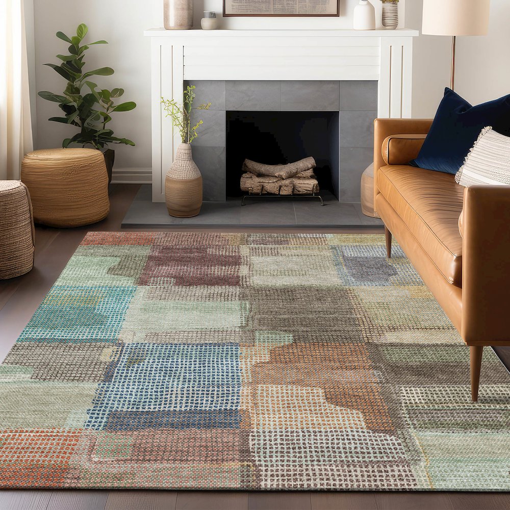 Luxury Washable Indoor/Outdoor Ravenna Putty 8' x 10' Rug. Picture 6