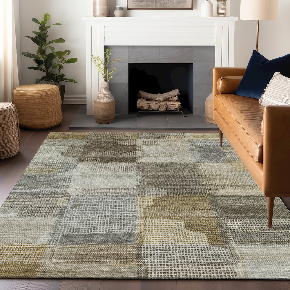Luxury Washable Indoor/Outdoor Ravenna Taupe 8' x 10' Rug. Picture 6