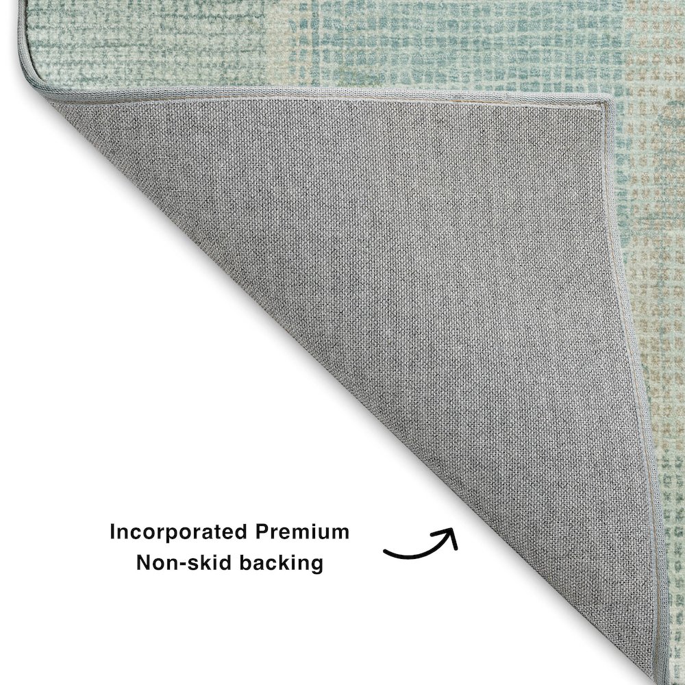 Luxury Washable Indoor/Outdoor Ravenna Teal 3' x 5' Rug. Picture 4
