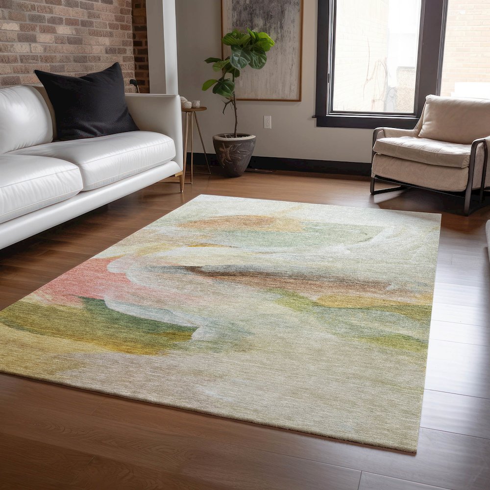 Luxury Washable Indoor/Outdoor Ravenna Linen 8' x 10' Rug. Picture 5