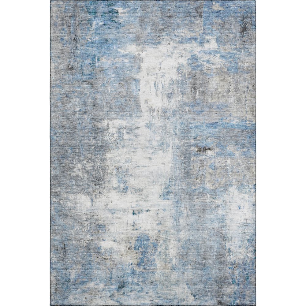 Luxury Washable Indoor/Outdoor Ravenna Blue 8' x 10' Rug. Picture 1