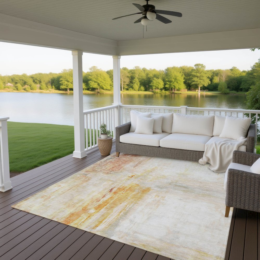 Luxury Washable Indoor/Outdoor Ravenna Paprika 8' x 10' Rug. Picture 7