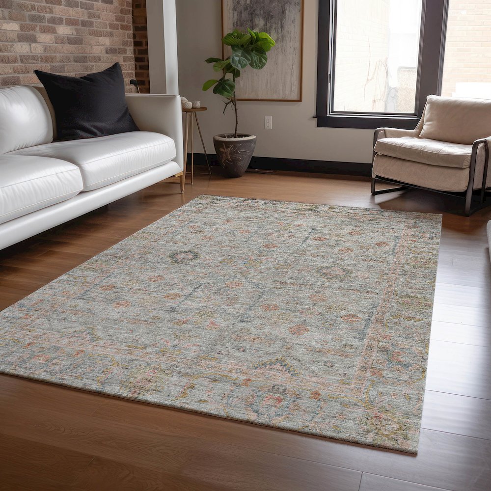 Luxury Washable Indoor/Outdoor Ravenna Taupe 8' x 10' Rug. Picture 5