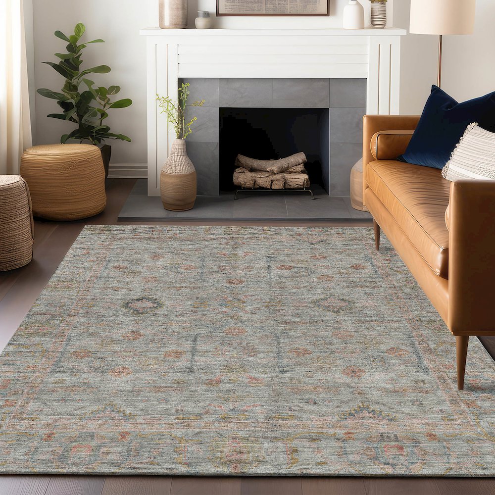 Luxury Washable Indoor/Outdoor Ravenna Taupe 8' x 10' Rug. Picture 6