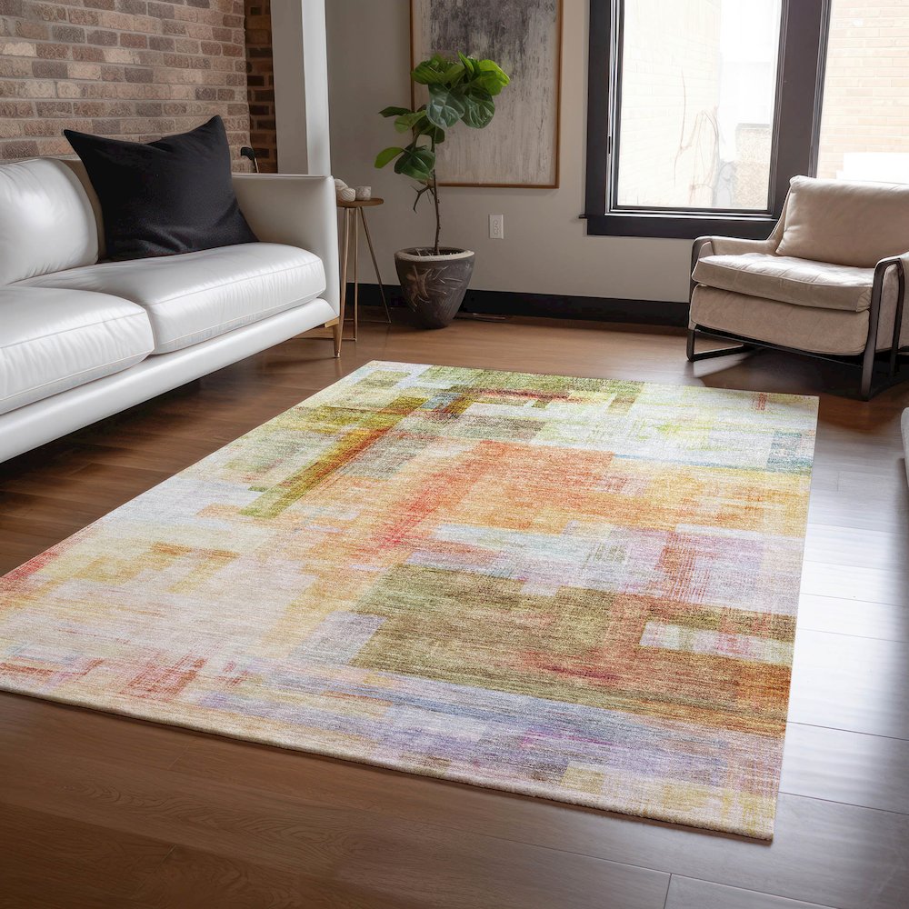 Luxury Washable Indoor/Outdoor Ravenna Coral 8' x 10' Rug. Picture 5
