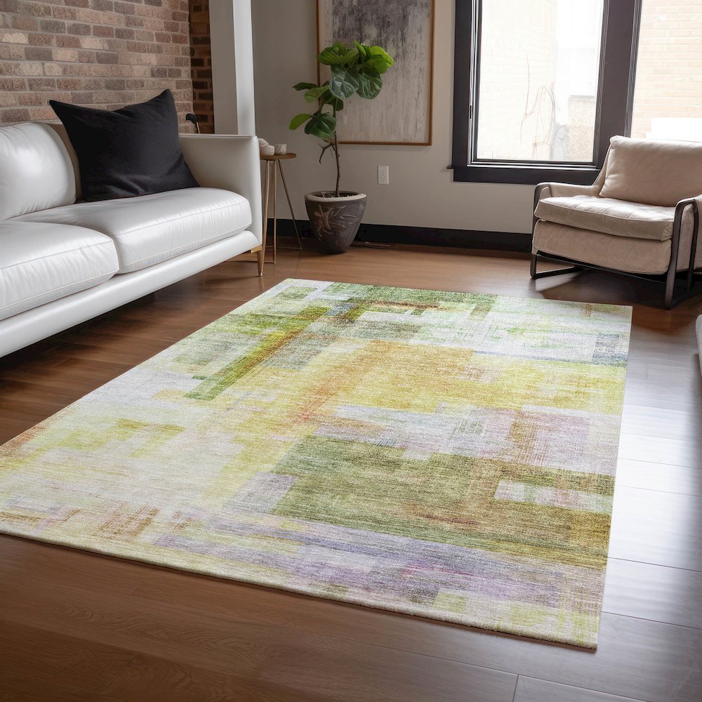 Luxury Washable Indoor/Outdoor Ravenna Green 8' x 10' Rug. Picture 5
