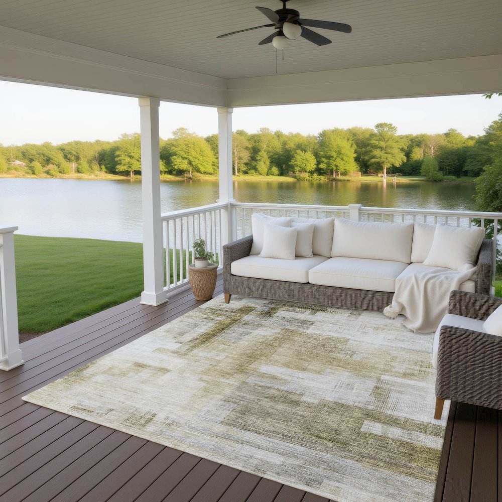 Luxury Washable Indoor/Outdoor Ravenna Taupe 8' x 10' Rug. Picture 7