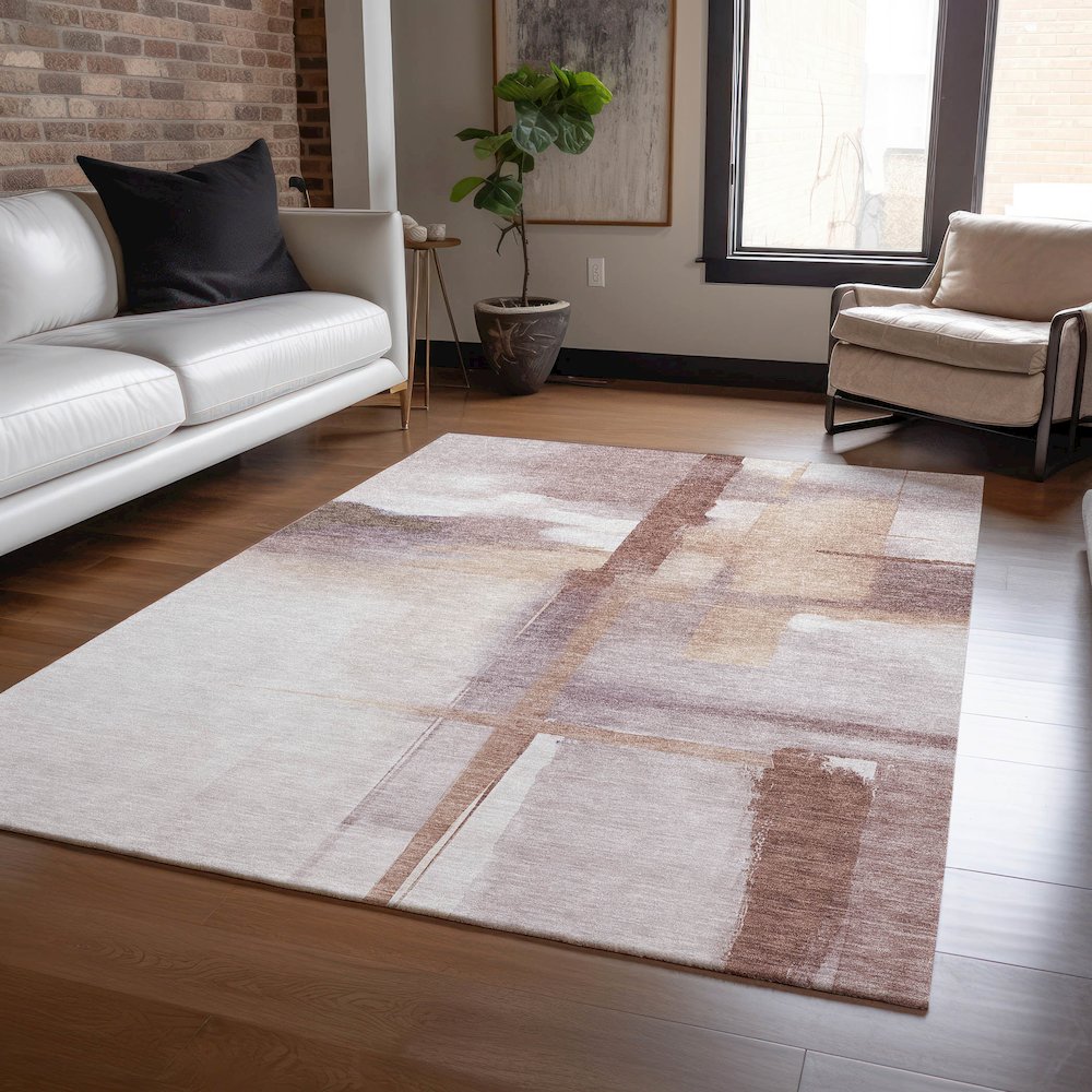 Luxury Washable Indoor/Outdoor Ravenna Blush 8' x 10' Rug. Picture 5