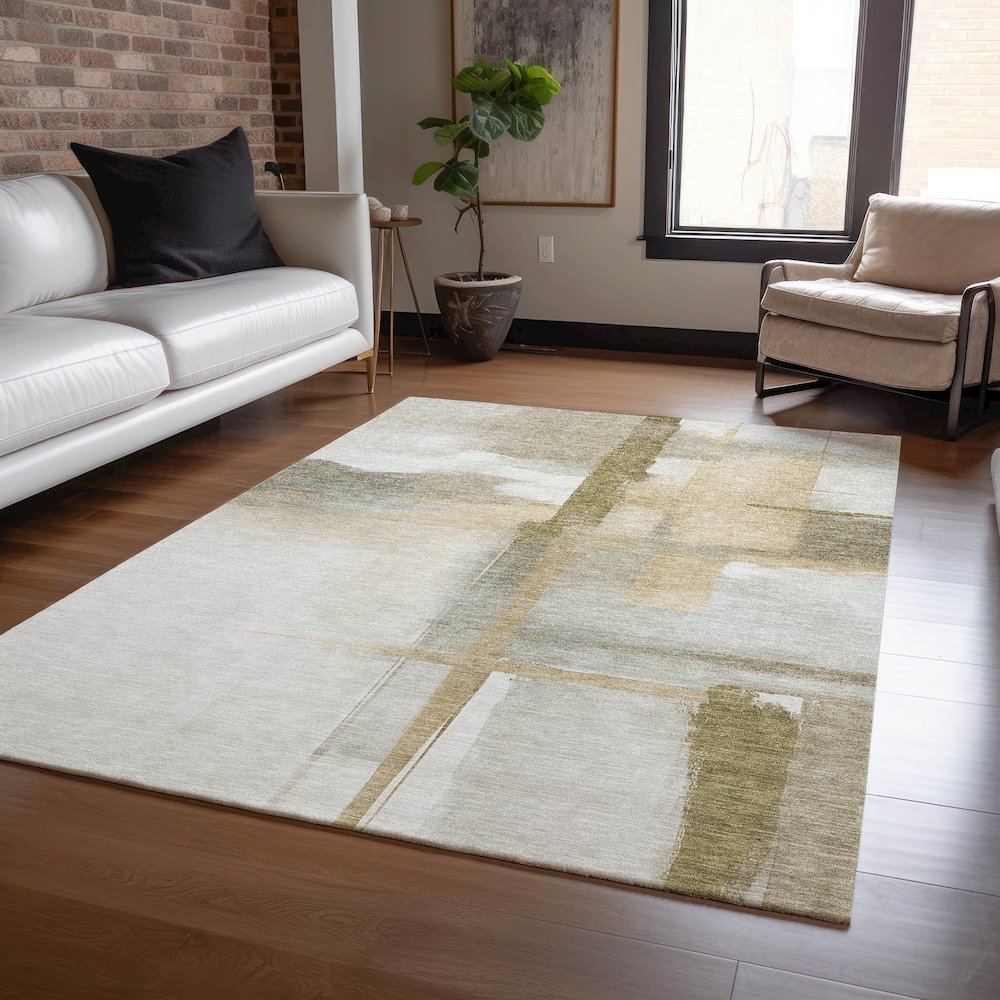 Luxury Washable Indoor/Outdoor Ravenna Putty 8' x 10' Rug. Picture 5
