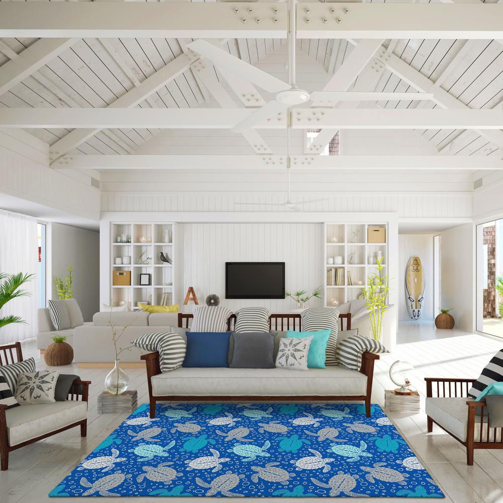 Indoor/Outdoor Surfside ASR43 Blue Washable 8' x 10' Rug. Picture 2